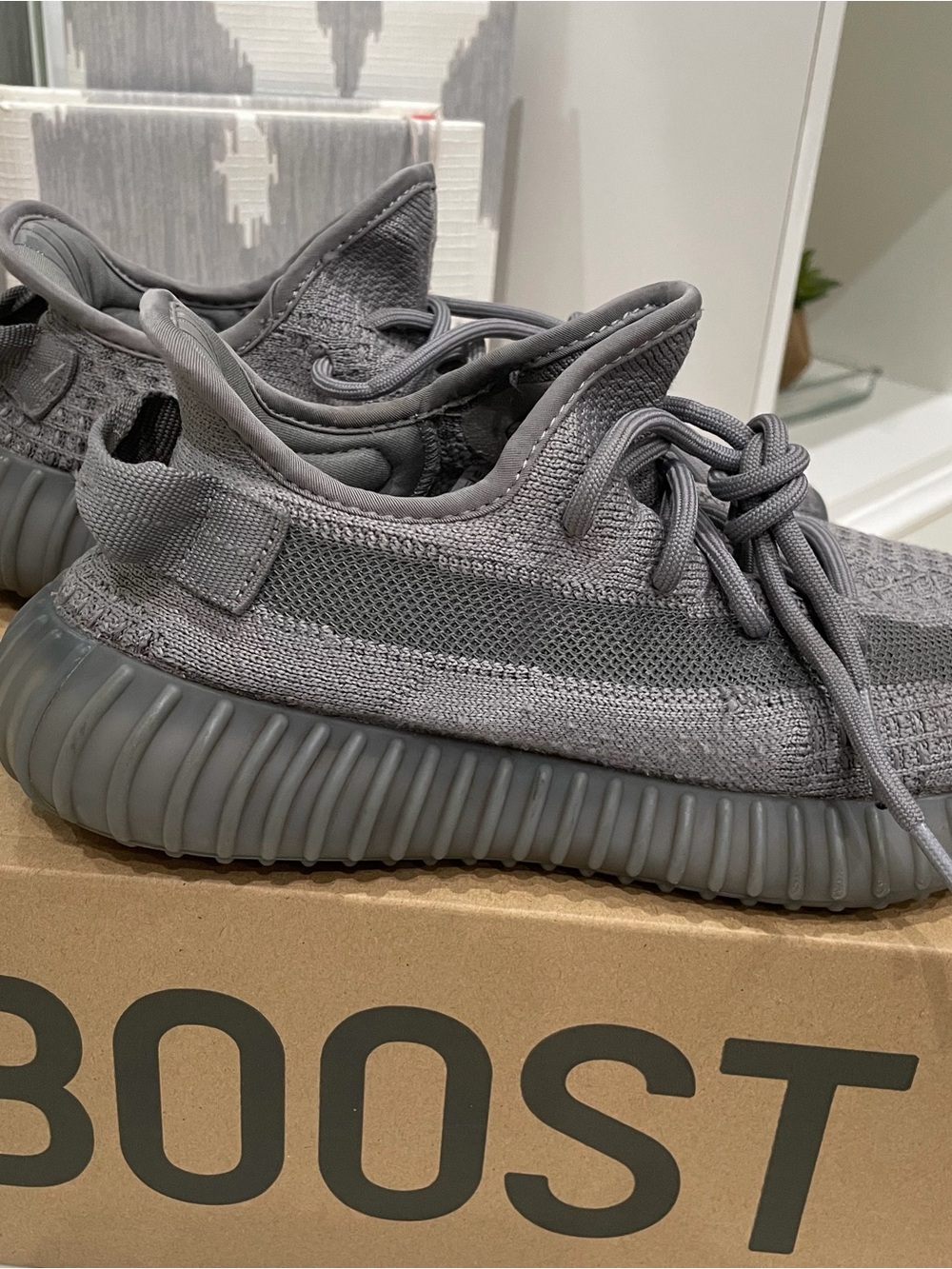 Yeezy Boost 350 V2 Gray Knit Sneakers Size 6